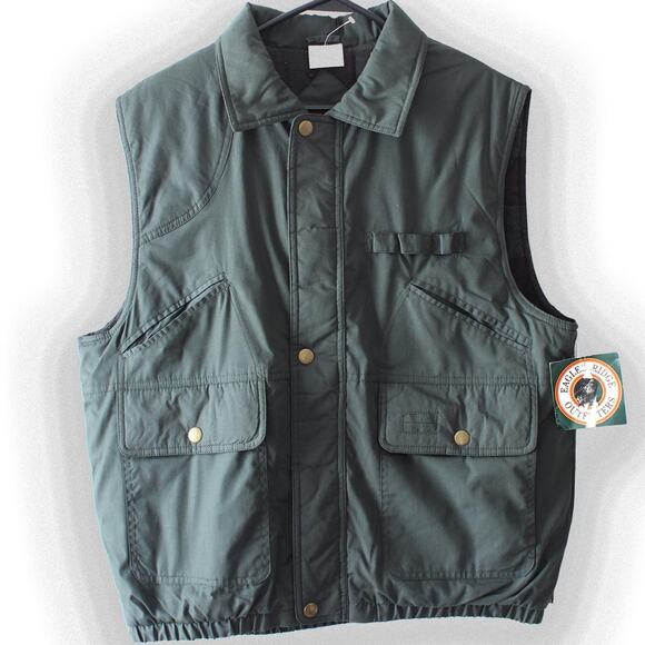 Deadstock Vintage 90's Eagles Ridge Outfitters Green Zip Utility Vest - Picture 1 of 8